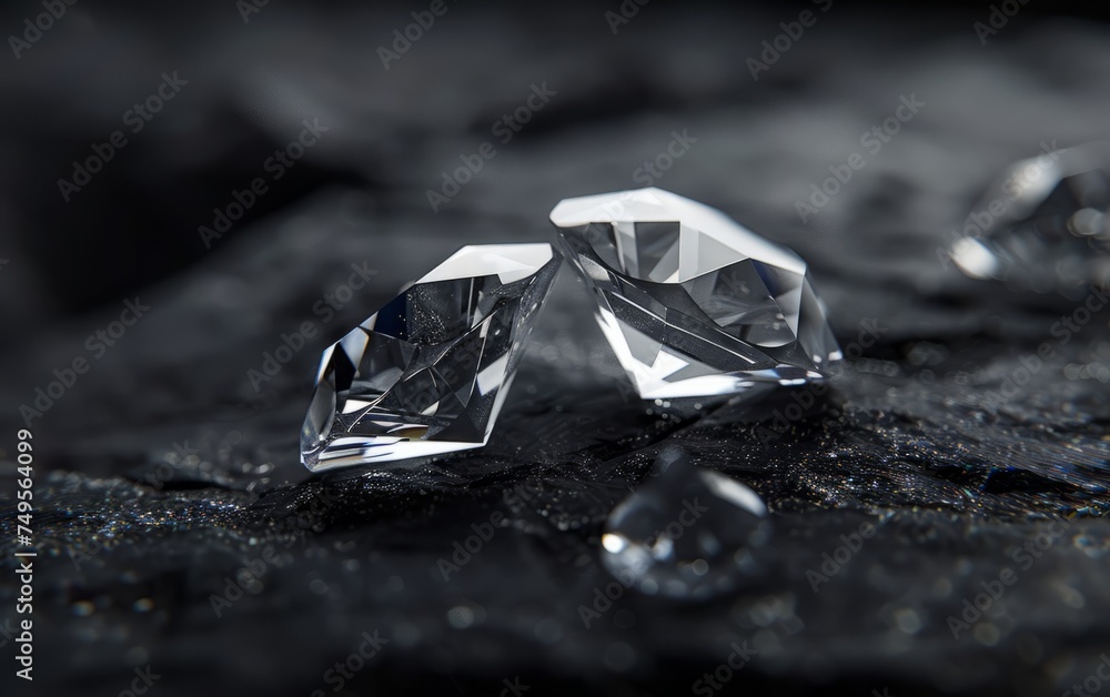 Glimmering Diamonds: Sparkling Gems on Black