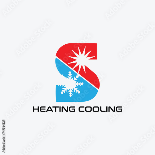 heating and cooling logo design vector