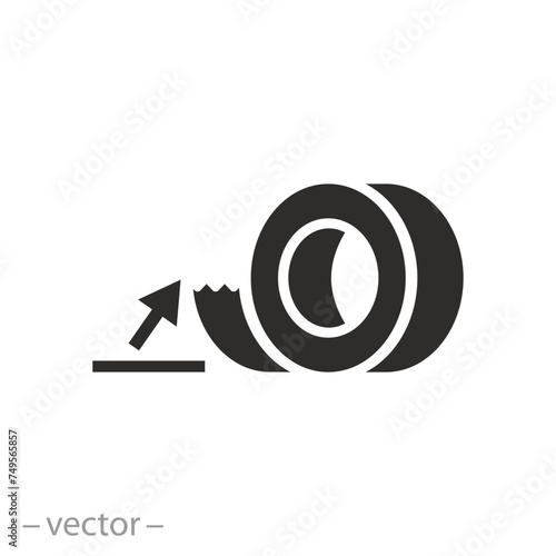 sticky tape icon, scotch, flat symbol on white background - vector illustration