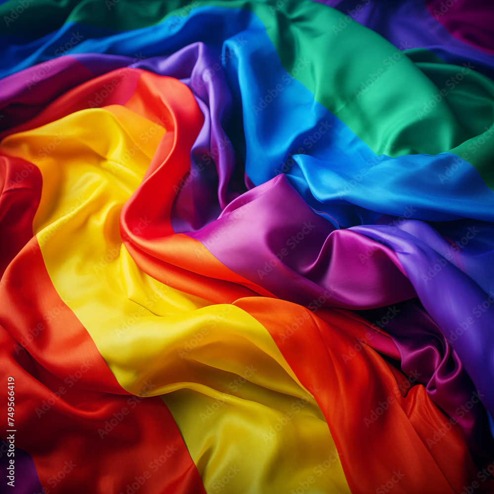 Crumpled flag with rainbow colors. Pride day concept