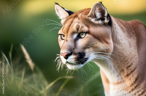 wild puma in its natural habitat, symbolizing importance of animal conservation, nature preservation. Illustrating need for wildlife protection and environmental conservation efforts. © Ekaterina