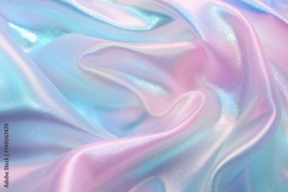 Fototapeta premium Iridescent background. Psychedelic iridescent creative background, trends 80s or 90s. Holographic Abstract soft pastel colors backdrop. Holographic Foil Backdrop. Trendy creative gradient.