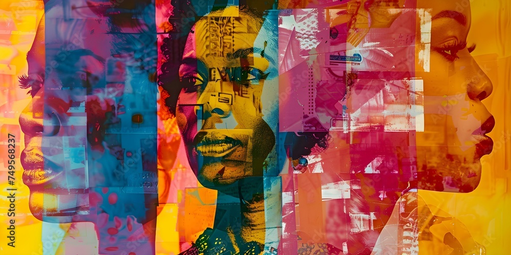 Vibrant abstract collage showcases diversity in AfricanAmerican achievements for Black History Month. Concept Black History Month, African American Achievements, Vibrant Abstract Collage