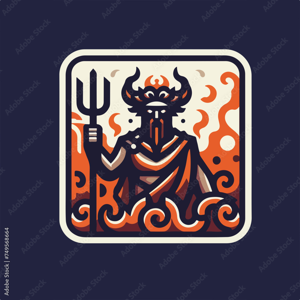 Hades, the god of the dead and the king of the underworld vector logo icon sticker.