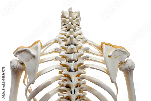 Human Skeleton Upper Body Anatomy Isolated on White Background 