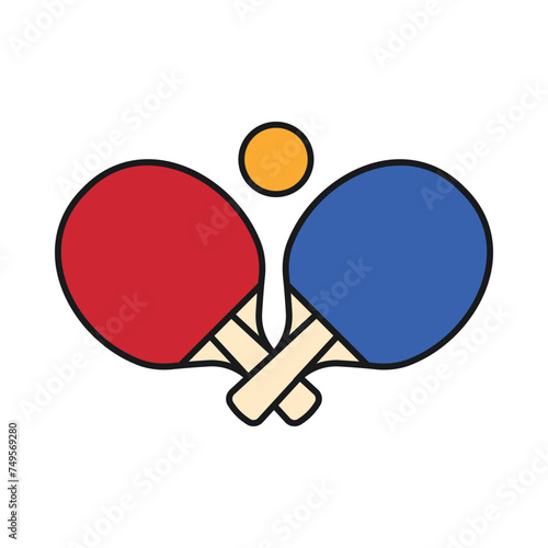 Ping pong rackets and ball, table tennis logo