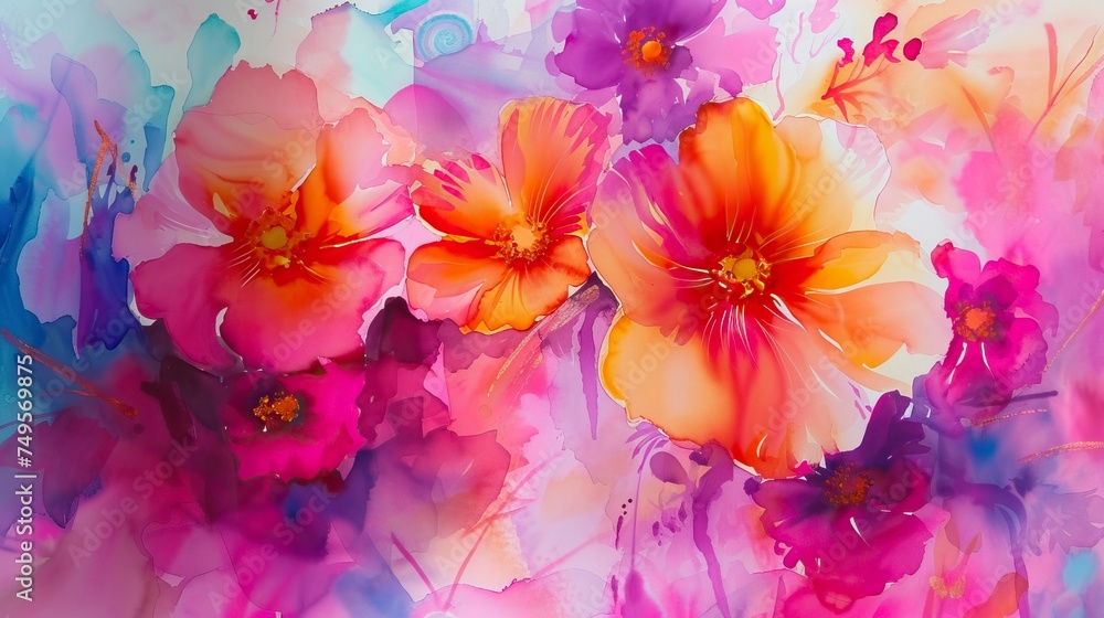 abstract watercolor bright flowers abstract watercolor bright flowers