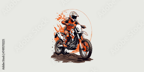 vector logo of a person riding a trial motorbike suitable for your brand