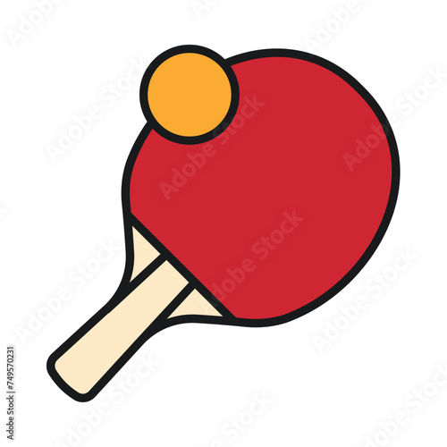 Ping pong racket and ball vector illustration