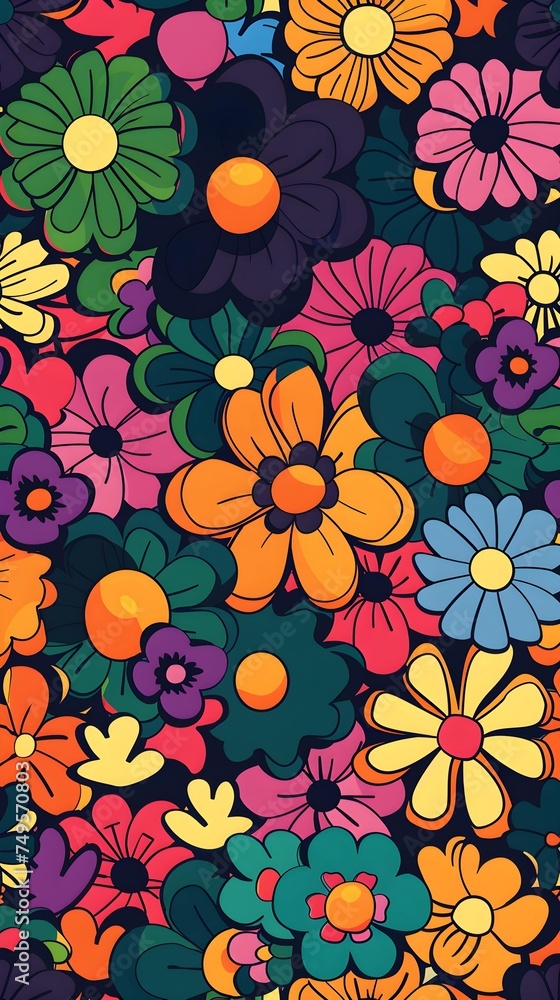 70's graphic design psychedelic hippiestyle colorful flower power flat background 70's graphic design psychedelic hippiestyle colorful flower power flat background