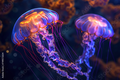 Jellyfish swimming in the ocean