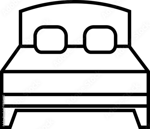 Bed icon in line style. isolated on transparent background. sign, symbol of furniture use for sleep night in hotel, hospital and home Accommodation double bed vector for apps and website