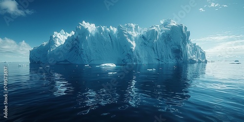 A stunning icy landscape, featuring icebergs, and the cold beauty of the polar environment.