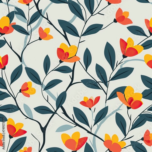 Minimalist abstract floral print. Modern trendy seamless pattern