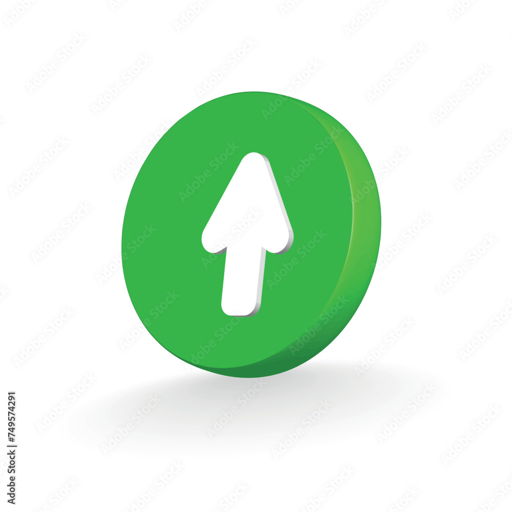 Vector 3D green up arrow