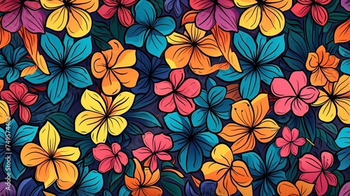 Seamless pattern with colorful pattern of abstract flower