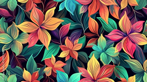 Seamless pattern with colorful pattern of abstract flower