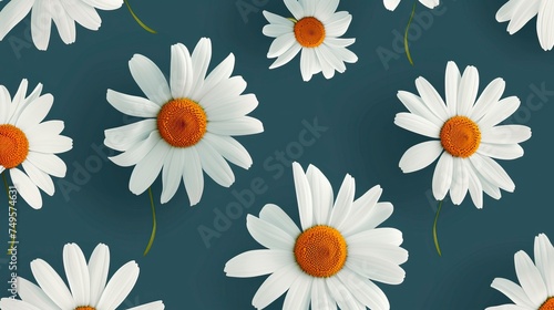 Simple seamless pattern with daisies  © CREATIVE STOCK