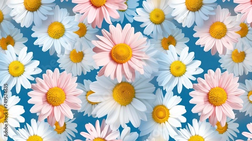 Simple seamless pattern with daisies 