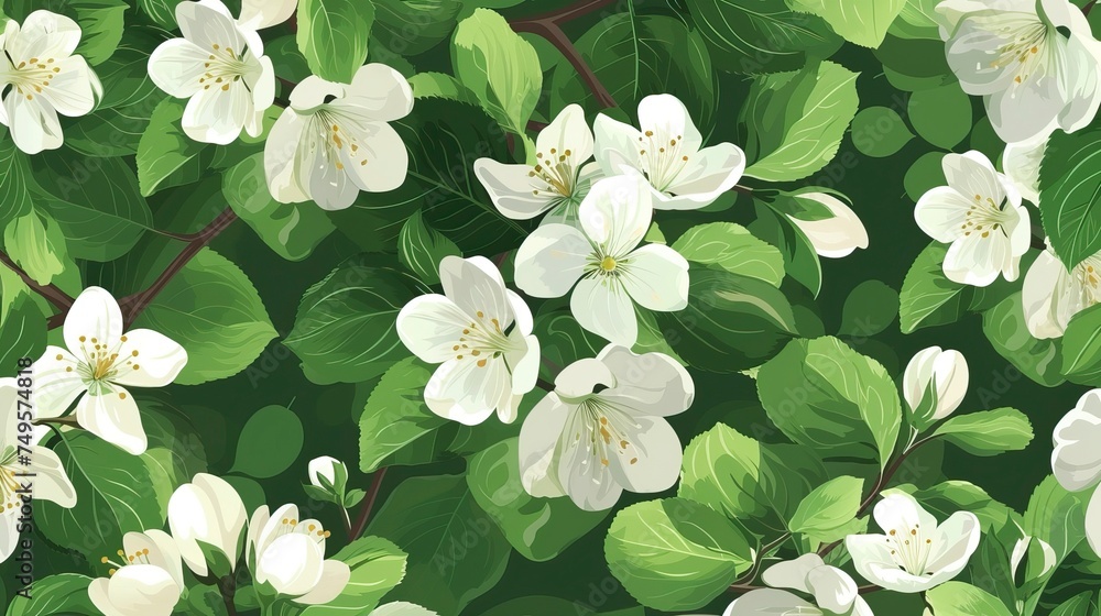 Fototapeta premium Spring summer delicate seamless pattern with blooming Flower