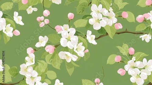 Spring summer delicate seamless pattern with blooming Flower