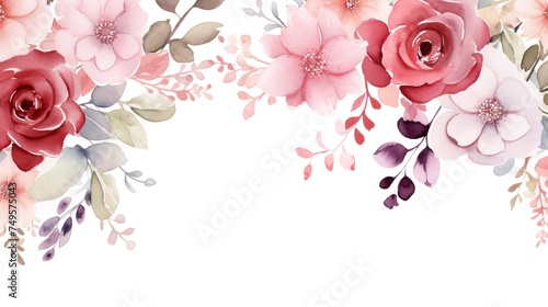 Watercolor border isolated on white Background  