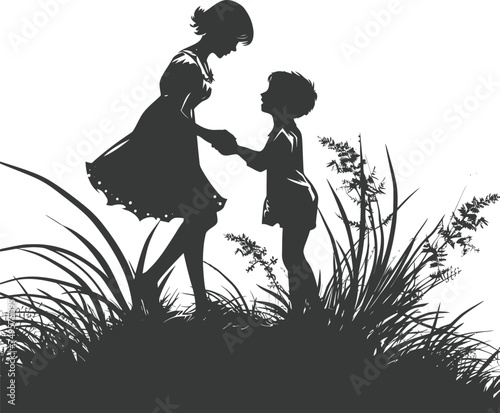 Silhouette illustration for celebrating world sibling day