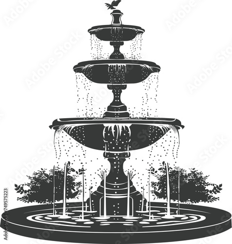 Silhouette Garden fountain black color only full