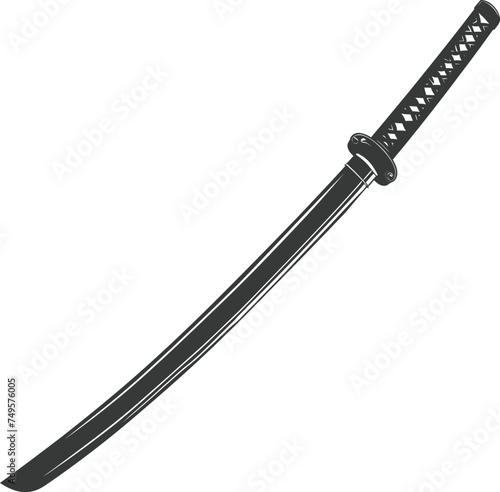 Silhouette katana sword black color only full