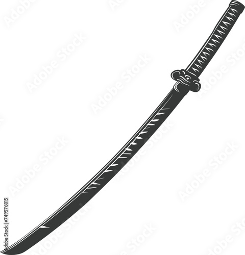 Silhouette katana sword black color only full