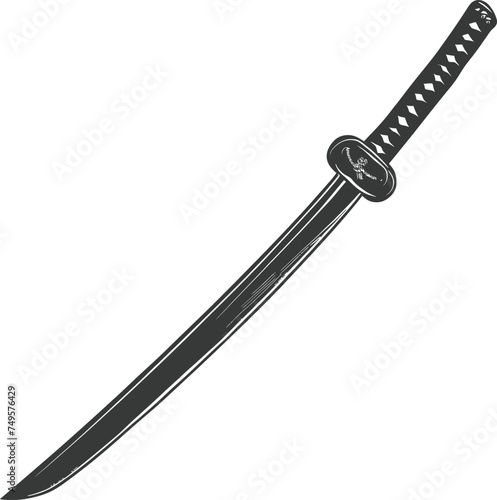 Silhouette katana sword black color only full