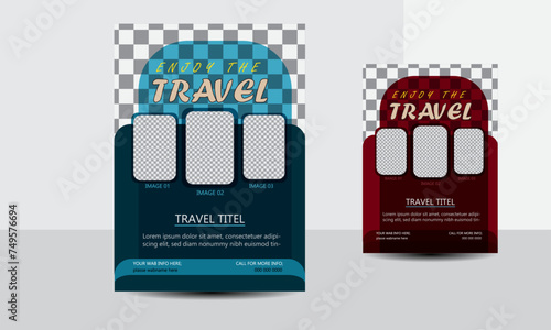 Beautiful two color flyer design for travel agency.