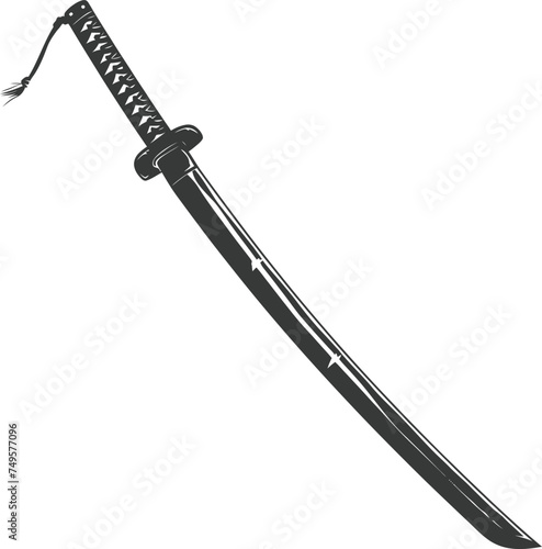 Silhouette katana sword black color only full