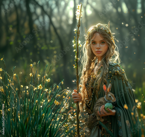 Female goddess Ostara. Pagan goddess.