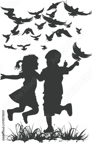 Silhouette illustration for celebrating world sibling day