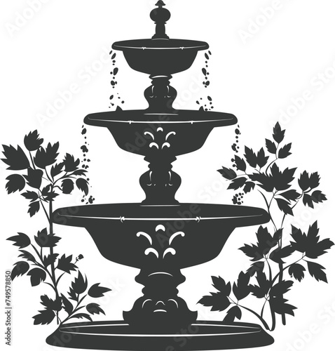 Silhouette Garden fountain black color only full