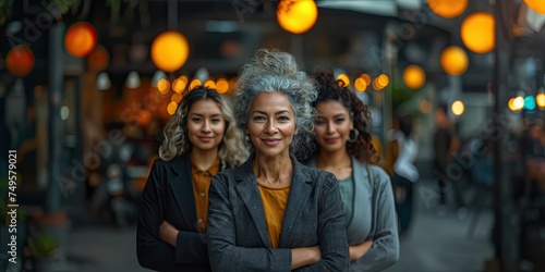 Portrait of a confident smiling Latin business woman with gray hair looking at the camera. Copy space