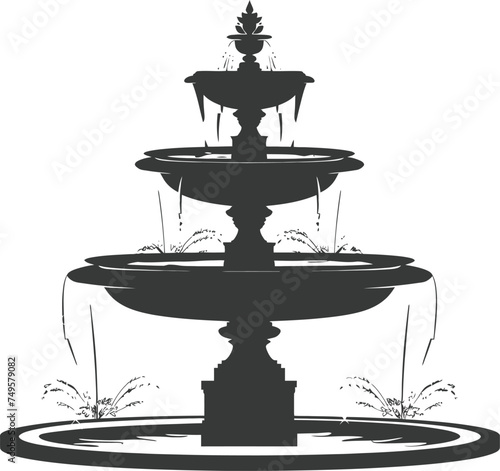 Silhouette Garden fountain black color only full