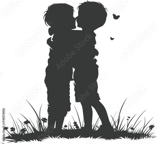 Silhouette illustration for celebrating world sibling day