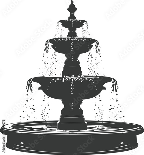 Silhouette Garden fountain black color only full