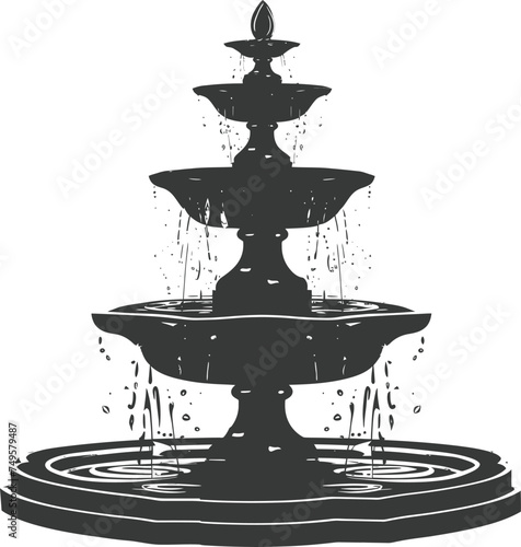 Silhouette Garden fountain black color only full