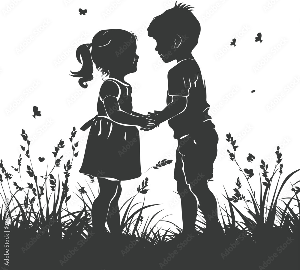 Silhouette illustration for celebrating world sibling day Silhouette illustration for celebrating world sibling day