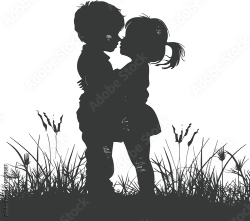 Silhouette illustration for celebrating world sibling day