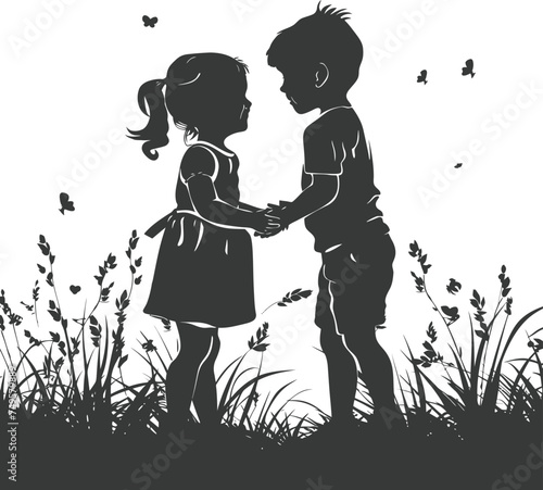 Silhouette illustration for celebrating world sibling day