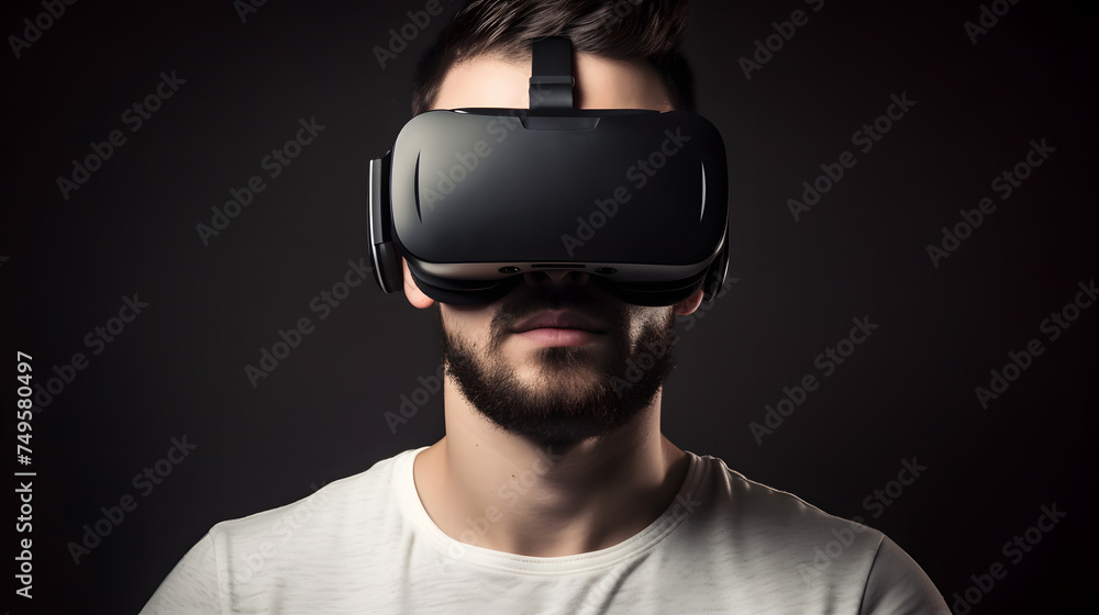 man in a glowing vr glasses, generative ai man in a glowing vr glasses, generative ai