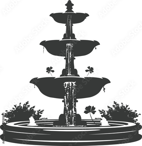 Silhouette Garden fountain black color only full
