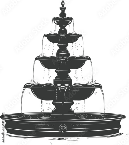 Silhouette Garden fountain black color only full
