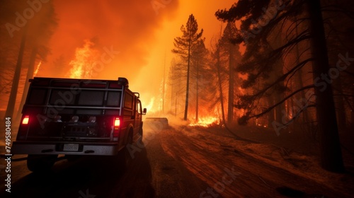 Firefighters bravely battle intense forest fire emergency response amidst chaotic inferno