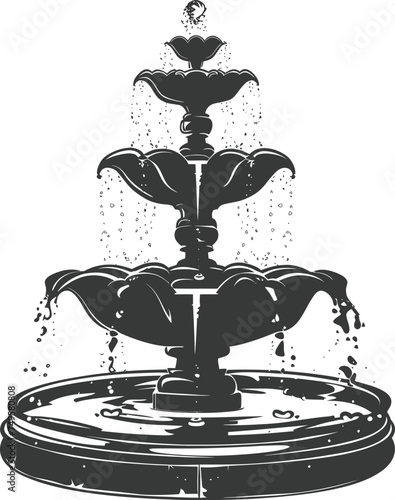 Silhouette Garden fountain black color only full