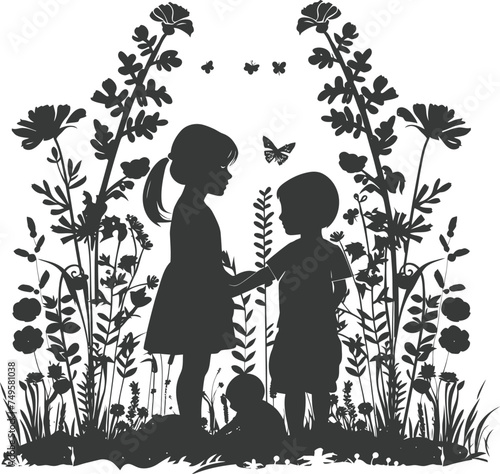 Silhouette illustration for celebrating world sibling day